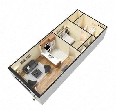 Floor plan for studio, 1 bath, 440 sqft